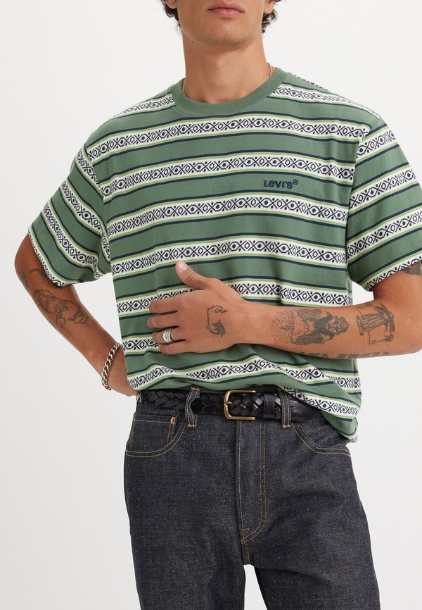 VINTAGE TEE - Print T-shirt - otis geo stripe dark forest3