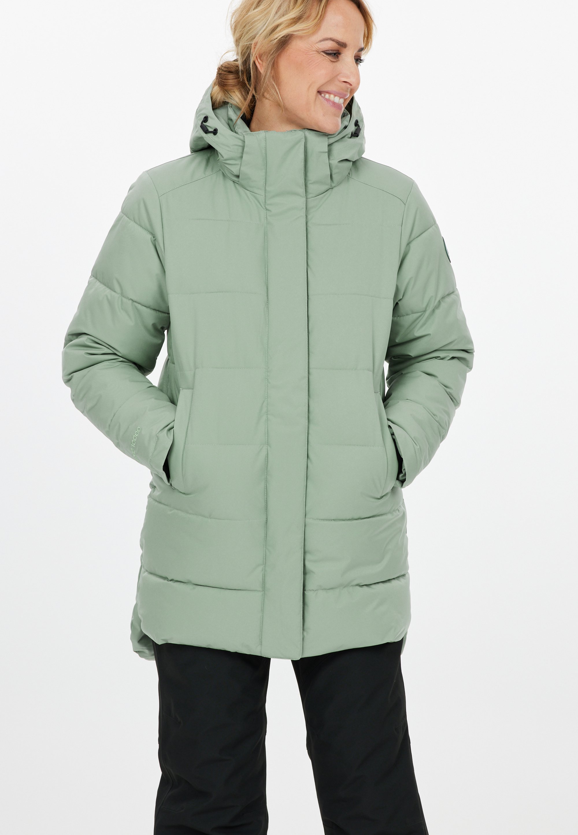 mint green winter coat
