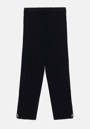 Leggings de algodón negros con un corte relajado, que cuentan con una cinturilla elástica y aberturas laterales en el tobillo para mayor comodidad ajustable.