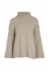 Pull en crème avec un col montant, des manches larges et des poignets côtelés. Fabriqué en matériau doux et texturé, il offre une coupe décontractée.