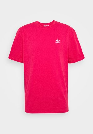 T-shirt rosa a maniche corte realizzato in cotone. Presenta un collo rotondo a coste e un piccolo logo Adidas bianco sul lato sinistro del petto.