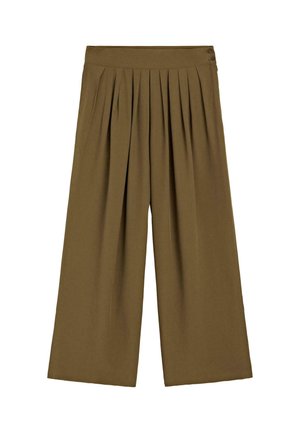 Massimo Dutti, PALM TREE PRINT CULOTTES WITH DARTS 05007400 - Pantalon classique - mottled dark green