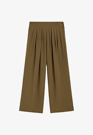 Massimo Dutti, PALM TREE PRINT CULOTTES WITH DARTS 05007400 - Pantalon classique - mottled dark green