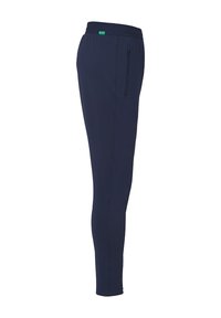 Marineblauwe sportbroek met een elastische tailleband, zijzak met rits en een taps toelopende pasvorm. Gemaakt van een soepel, ademend stof.