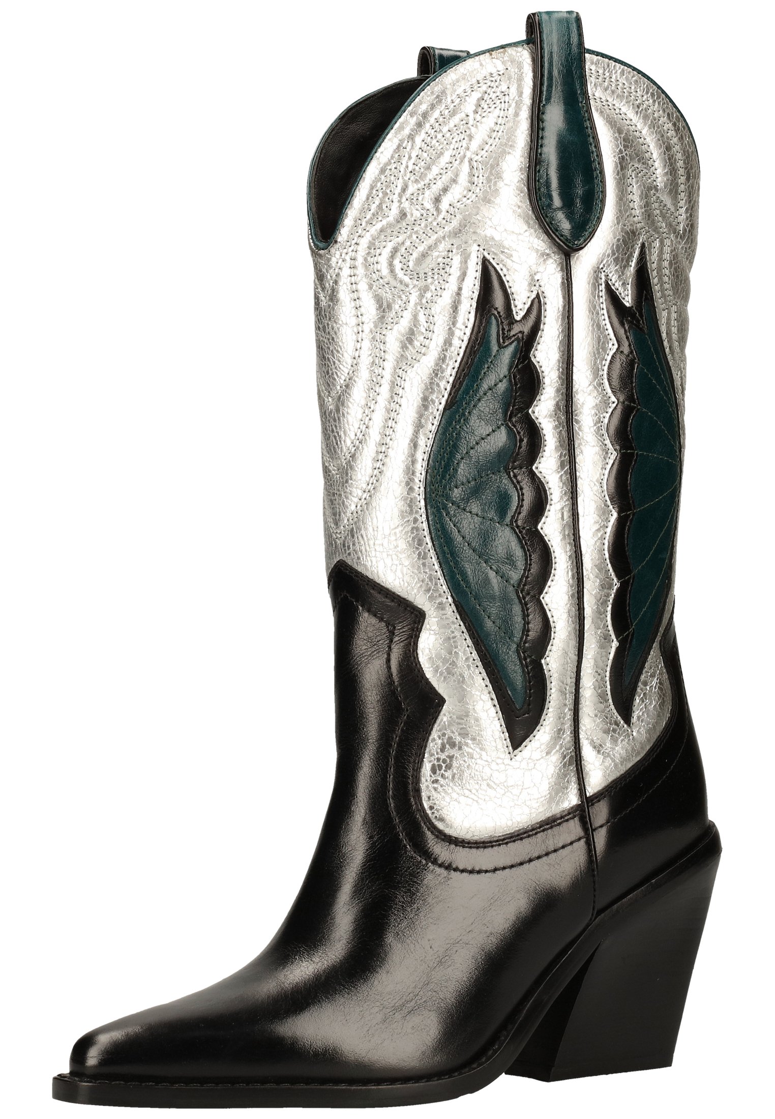 Bronx Laarzen met hoge hak - black/silver/emerald green/Zwart - Zalando.nl