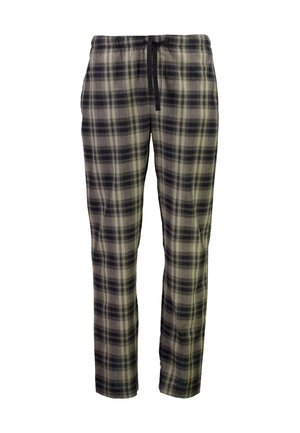 Karierte Schlafhose in Grau und Schwarz, aus weichem Stoff. Mit einem elastischen Taillenbund und einem Kordelzug für eine anpassbare Passform.