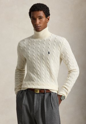 Polo Ralph Lauren, CABLE WOOL-CASHMERE TURTLENECK SWEATER - Svetrík - andover cream