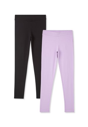 PACK 2 PESANTI A VITA ALTA - Leggings - lilla scuro nero