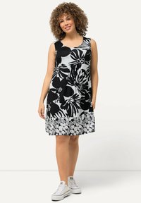 Ulla Popken MIXED FLOWER SLEEVELESS SWING - Trikoomekko - black