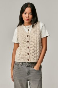 BDG Urban Outfitters BUTTON CABLE  - Mellény - cream