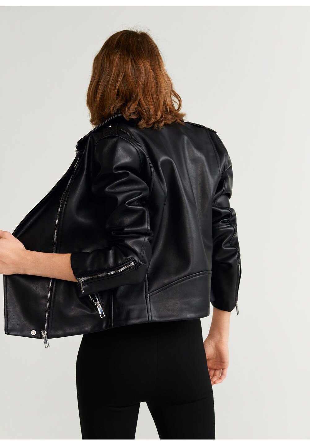 mango black leather biker jacket