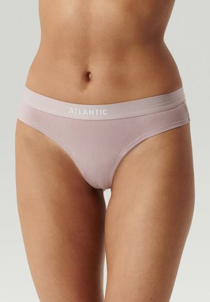 Jasnoróżowe bikini z miękkim, elastycznym pasem w talii z logo "ATLANTIC". Gładki materiał i dopasowany krój.