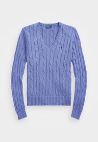 CABLE KNIT COTTON V-NECK SWEATER - Pullover - new litchfield blue