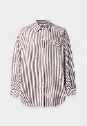 sandro, OVERSIZE STRIPE SHIRT - Blúzka so zapínaním na gombíky - marron