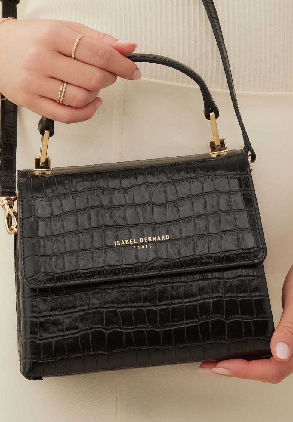 Isabel Bernard Handtasche Kroko Schwarz Isabel Bernard Honoré Cloe