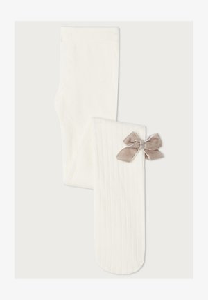 Strømpebukser - grey ribbed with bow