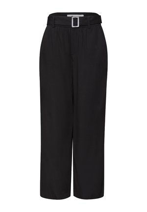 Street One, WIDE LEG HOSE MIT GÜRTEL UND LEO-PRINT - Bukser - black