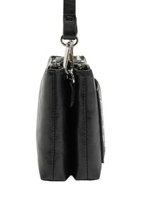Czarna skórzana torba o eleganckim prostokątnym kształcie, z metalowym suwakem i zapięciem w kolorze srebrnym oraz fakturowaną powierzchnią.