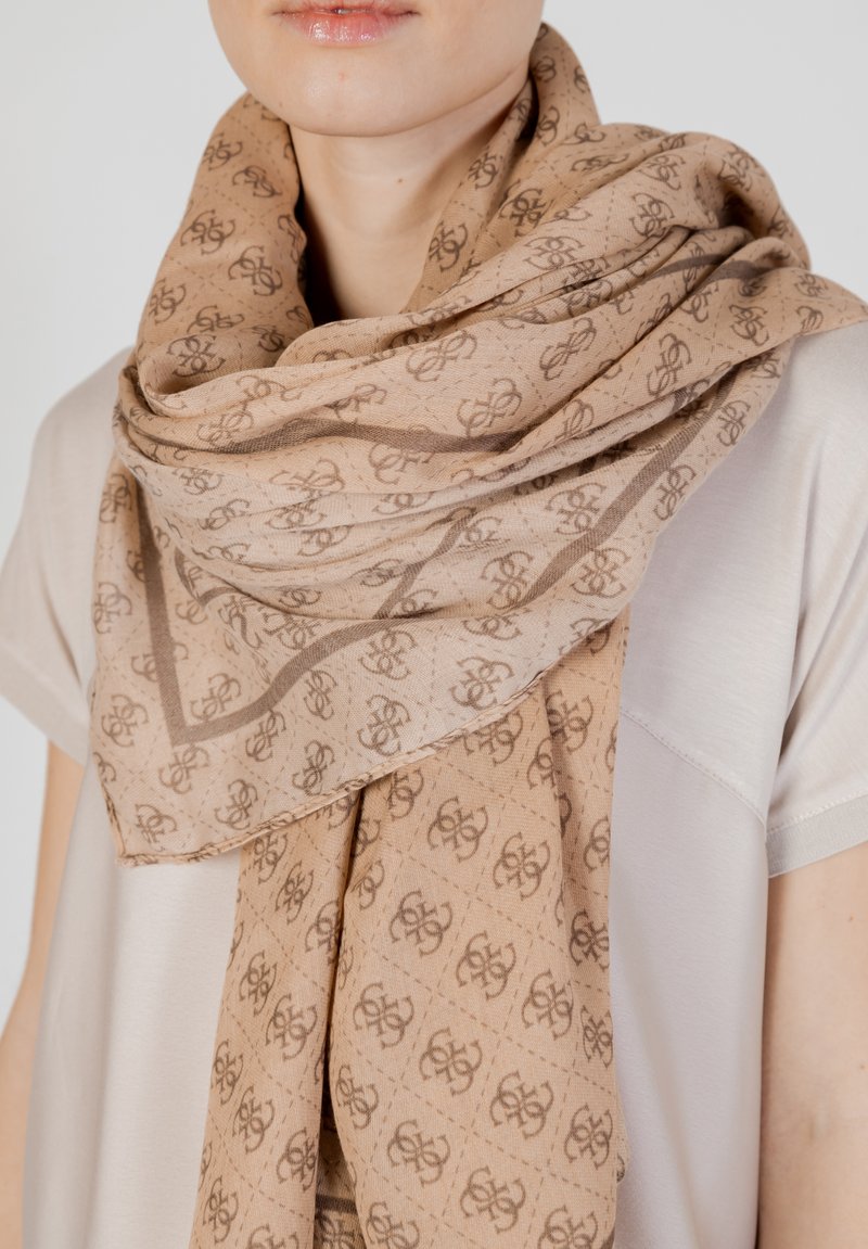 Sciarpa GUESS In Viscosa Beige - 130x130 Cm Motivo Multicolore Per Donna - Foto 3