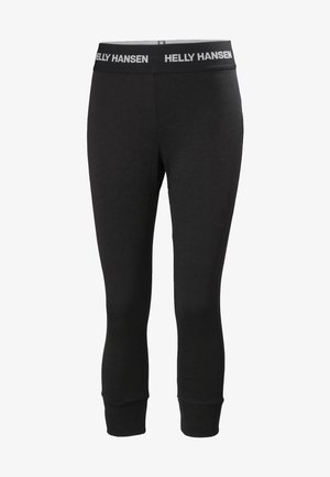 Zwarte leggings met een gestructureerde afwerking en een brede elastische tailleband met het "HELly HANSEN" logo. Aansluitend ontwerp met enkelsmanchetten.