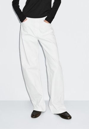 Massimo Dutti HIGH-WAIST BARREL FIT - Wide Leg - white