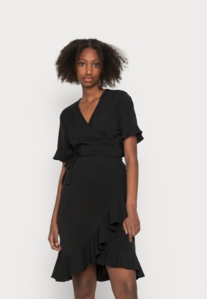ONLY ONLMETTE WRAP FRILL DRESS - Φόρεμα ημέρας - black