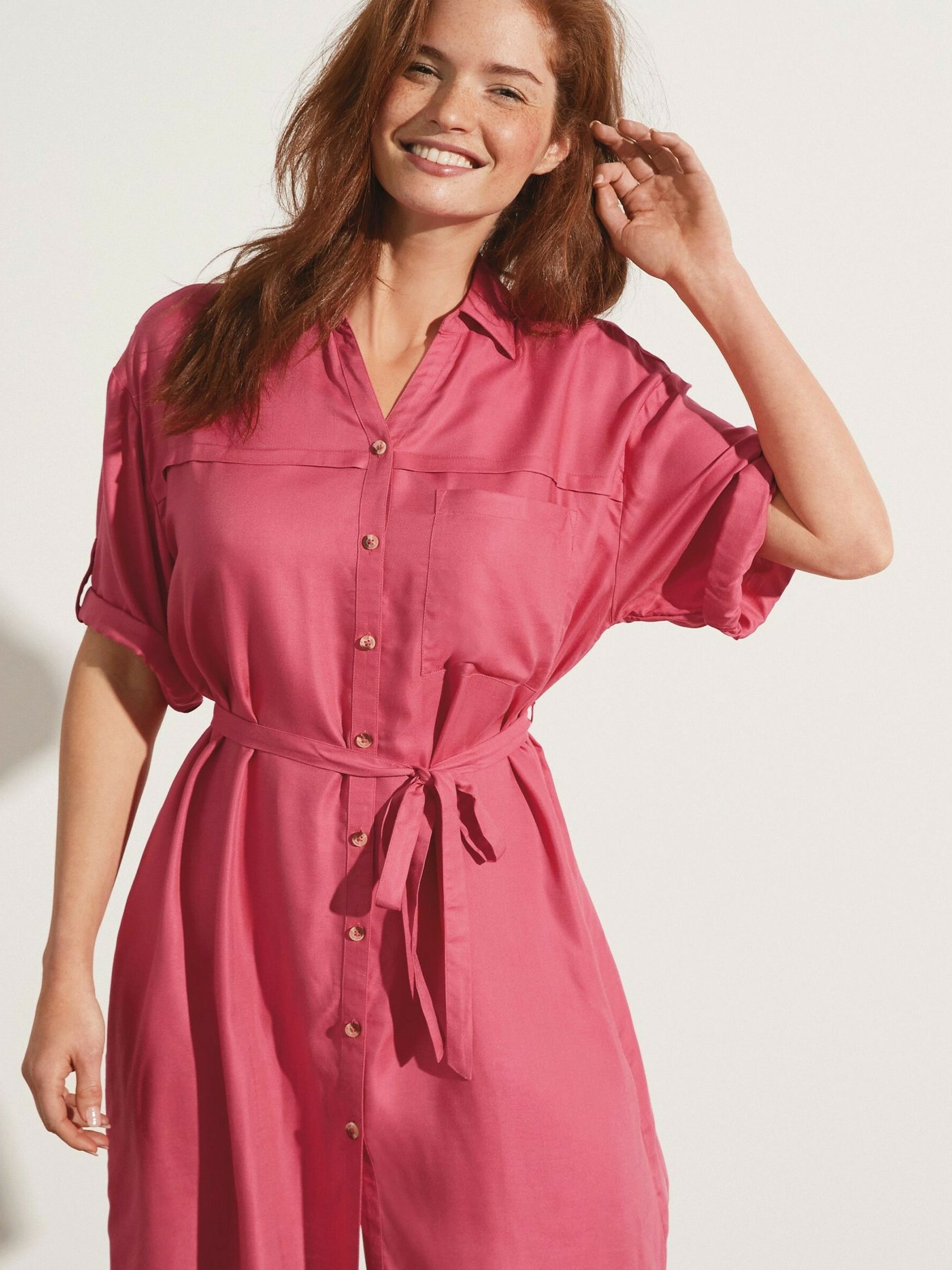 Next UTILITY - Shirt dress - red/pink 
