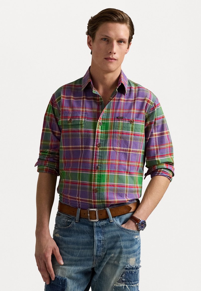 Polo Ralph Lauren - CUSTOM FIT PLAID OXFORD SHIRT - Camisa - purple green multi, Ampliar