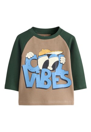 Next, REGULAR FIT - LONG SLEEVE GRAPHIC T-SHIRT . - Pikkade varrukatega topp - brown khaki cool vibes raglan textured