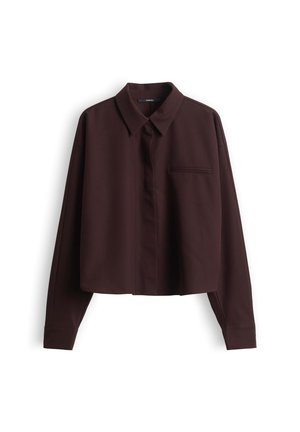 someday., BOXY FIT TWILL TEXTURE - Button-down blouse - mahogany