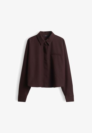 someday., BOXY FIT TWILL TEXTURE - Button-down blouse - mahogany