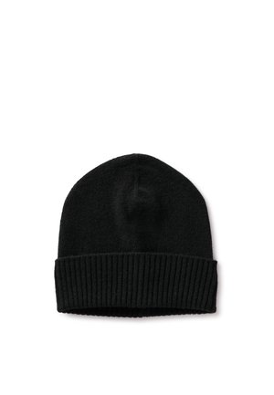 United Colors of Benetton, PLAIN KNIT BEANIE WITH RIBBED FOLD UP CUFF 100% ... - Gorro - black