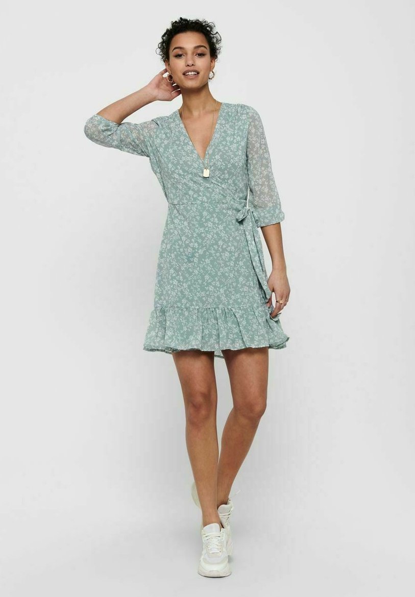 ONLY WICKELEFFEKT - Freizeitkleid - slate/türkis - Zalando.de