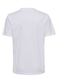 Witte t-shirt met korte mouwen, gemaakt van gladde stof, met een ronde hals en een rechte zoom zonder zichtbare ontwerpen of accenten.