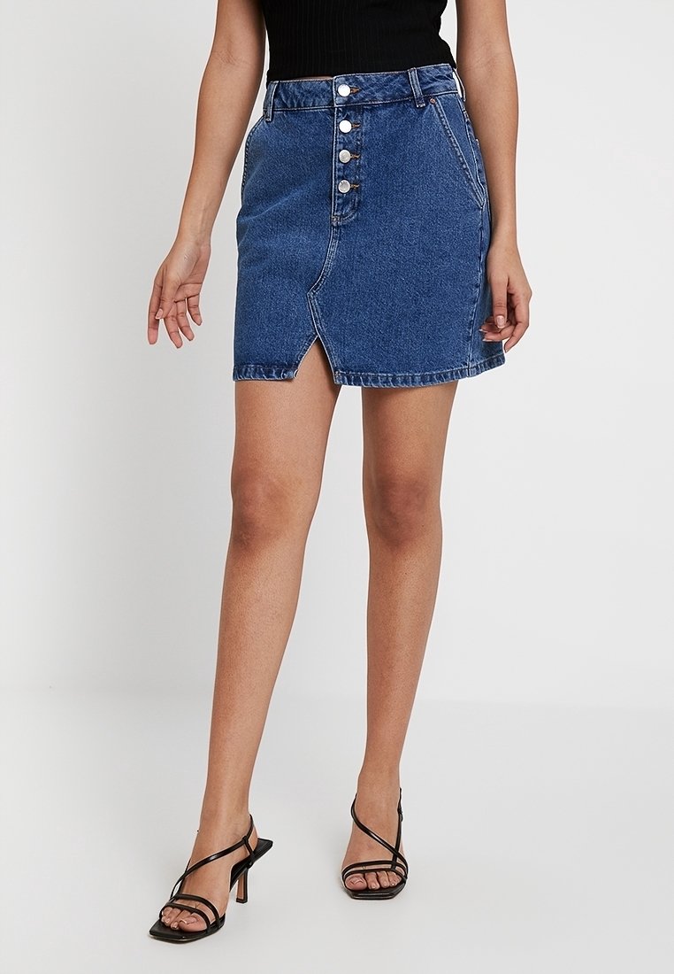 Even&Odd Áčková sukně - light-blue denim