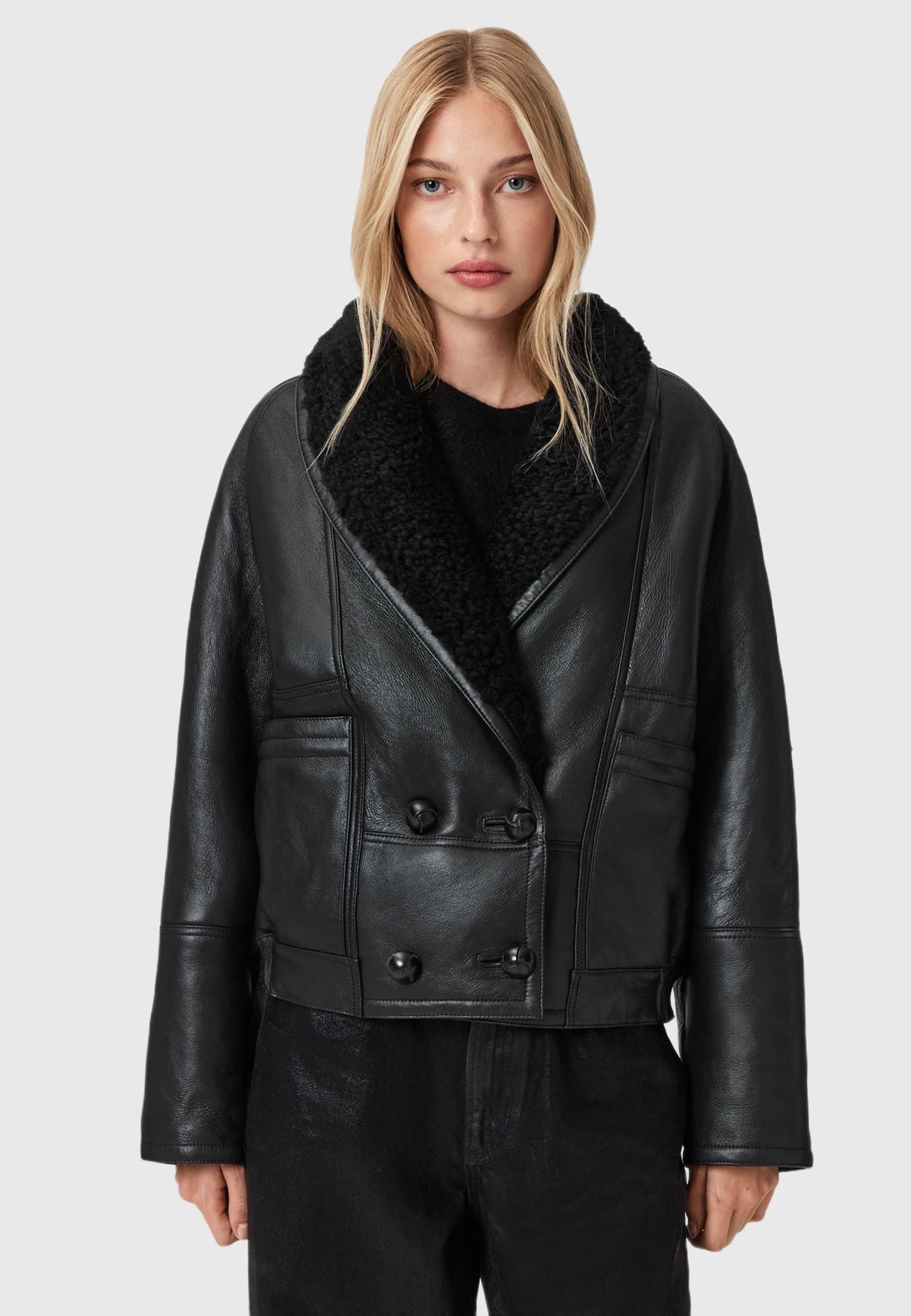 AllSaints CHARLTON - Leather jacket - black - Zalando