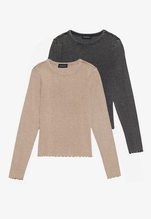 2 PACK - Top s dlhým rukávom - taupe,black