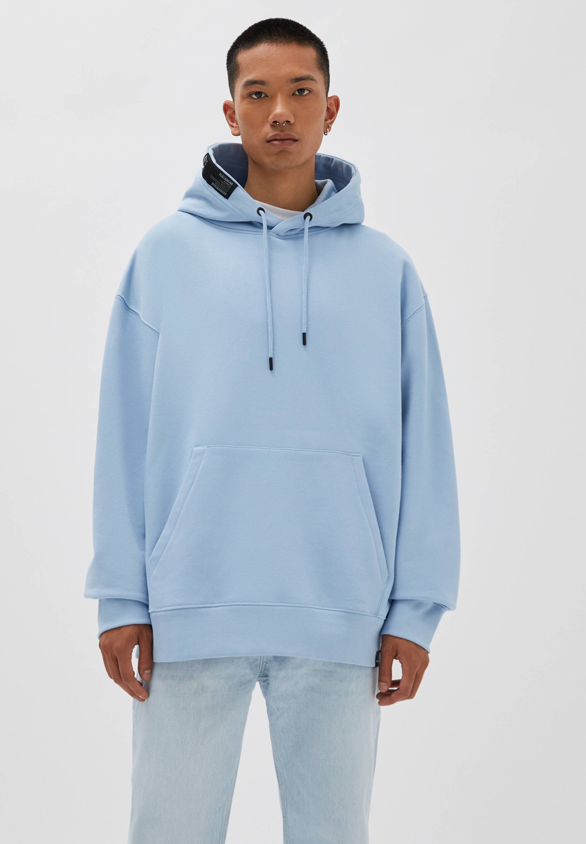 pull and bear light blue hoodie