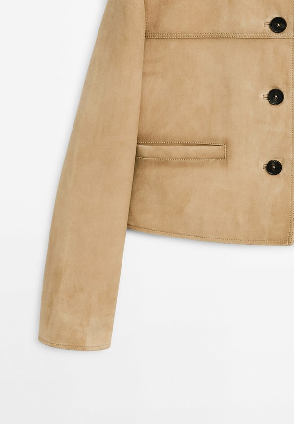 SHORT WITH TOPSTITCHING - Leather jacket - sand4
