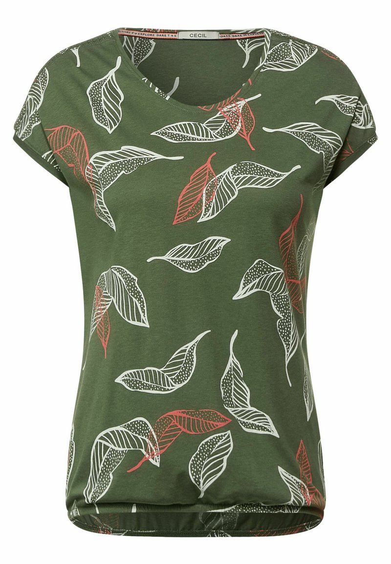 Damen T-Shirts | Cecil MIT SMOCK DETAIL T-Shirt print grün/oliv - TC40638 Damen T-Shirts | Cecil MIT SMOCK DETAIL T-Shirt print grün/oliv - TC40638