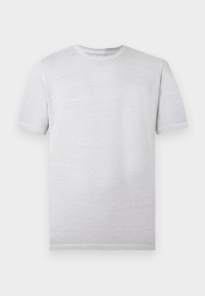 Γκρι κοντομάνικη μπλούζα από ελαφρύ ύφασμα με στρογγυλή λαιμόκοψη. Διαθέτει διακριτή υφή και άνετη εφαρμογή.