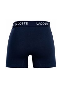Boxer shorts blu navy con fascia elastica bianca con marchio, realizzati in cotone morbido, dotati di una vestibilità aderente e una texture liscia per il massimo del comfort.