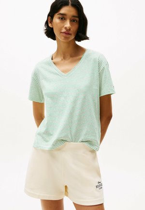 Print T-shirt - ecru radiant green stp