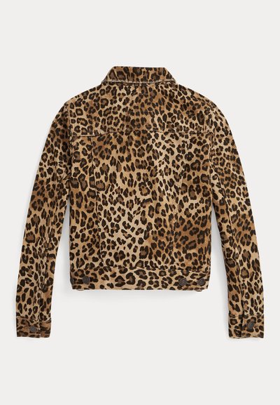 Jeans jakna s leopardjim motivom, dolge rokave, ovratnik, dve žepni v žepih ter gumbnimi detajli. Ima mehak, teksturiran material.