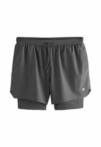Grå sportsshorts med elastisk talje, snøre detalje og indvendigt for. Blød tekstur, letvægts stof og sidelommer.