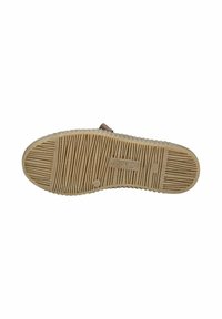 Semelle en caoutchouc brun avec des rainures texturées, nom de la marque "Gabor" en relief, avec un design flexible et une forme arrondie pour le confort.
