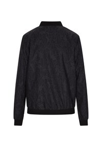 Giacca bomber nera con un motivo testurizzato, polsini e vita elasticizzati. Tessuto liscio con una leggera lucentezza e dettagli di design minimalisti.