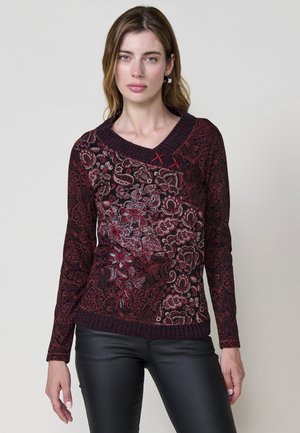 PRINTED - Long sleeved top - granate   maroon
