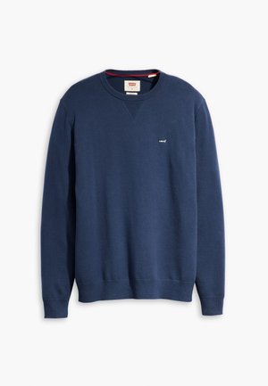 Navy blue crewneck sweatshirt made of soft fabric with ribbed neckline and cuffs. Features a small white Levi's logo on the chest.