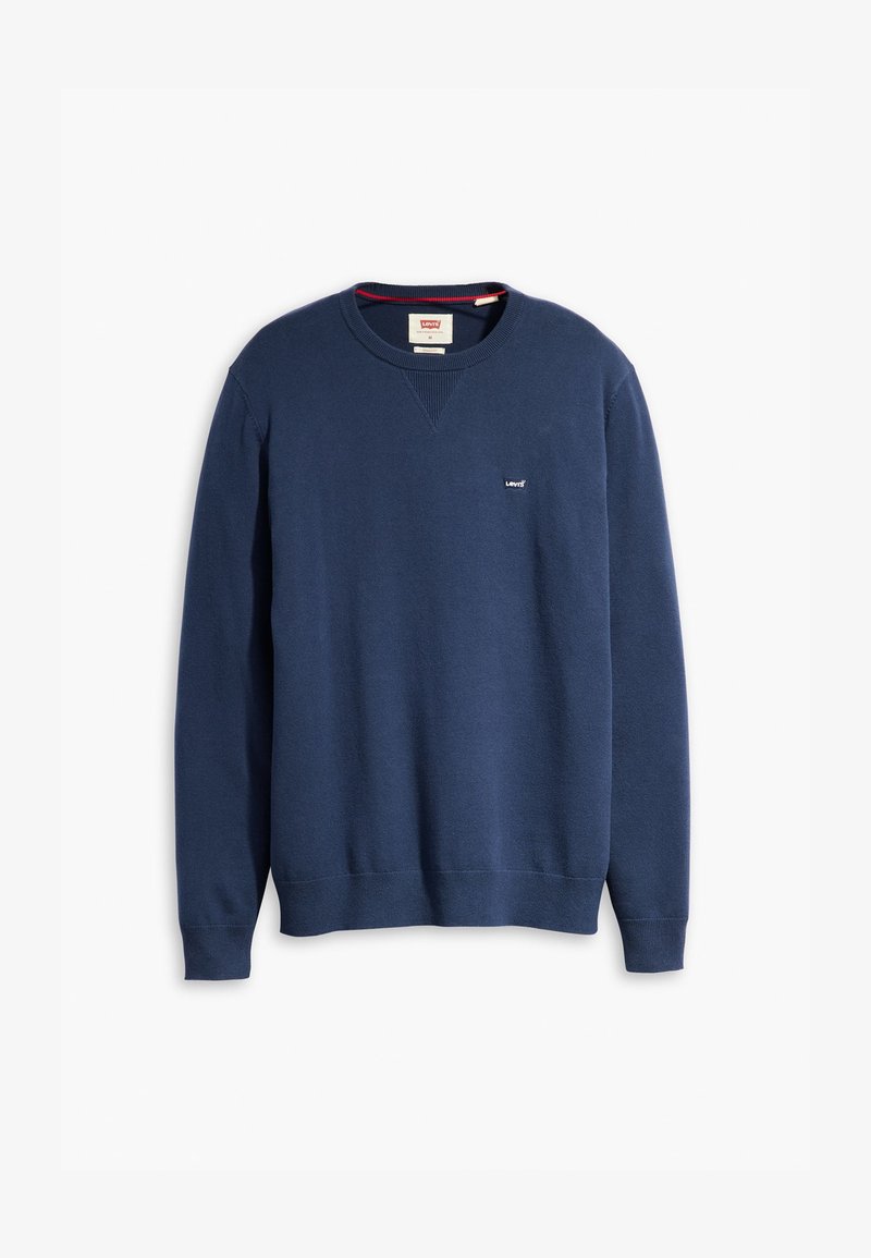 Navyblå crewneck sweatshirt lavet af blødt stof med ribbede kanter ved halsen og ærmerne. Har et lille hvidt Levi's logo på brystet.